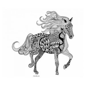 Mandala Cheval un Coloriage animaux Anti-stress gratuite à imprimer - coloriage-dessin-mandala.com