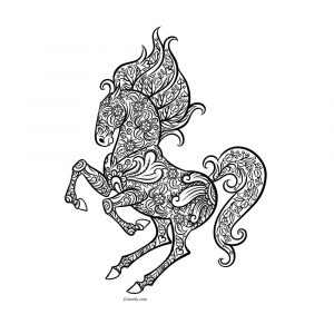 Mandala Cheval un Coloriage animaux Anti-stress gratuite à imprimer - coloriage-dessin-mandala.com
