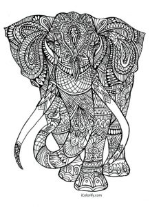 Mandala Eléphant -Zentangle #4 Mandala Eléphant, Coloriage animaux anti-stress, Dessin Haute Définition Gratuit sur iColorify.com