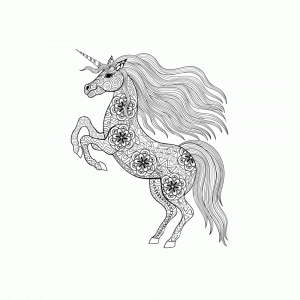 zentangle Unicirne -Unicorne des beaux Coloriages Anti-stress un Dessin haute qualité - iColorify