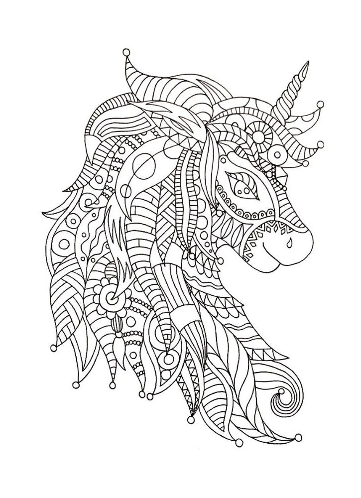 Coloriage Unicorne - Un beau Coloriage Anti-stress un Dessin Licorne Haute qualité - iColorify