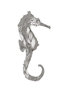Hippocampe °3 : Un beau dessin hippocampe style zentagle à imprimer Un beau dessin hippocampe style zentagle à imprimer