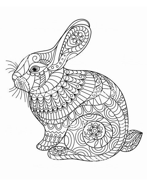 Mandala Lapin 2 Coloriages de mandala lapin - Zentangle lapin