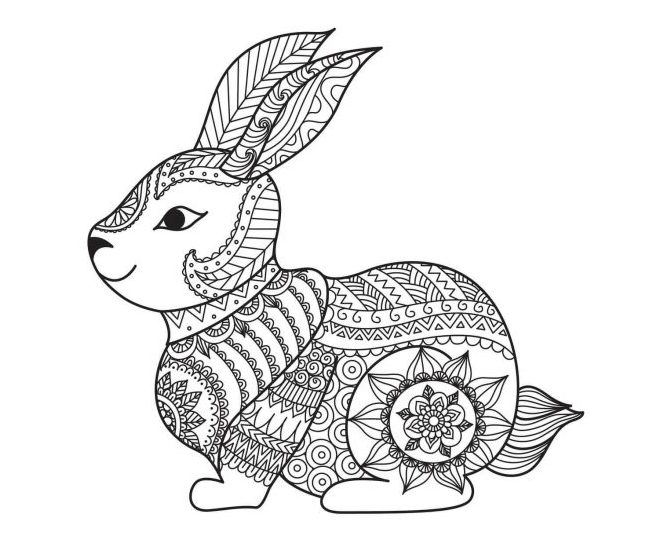 Coloriages de mandala lapin - Zentangle lapin