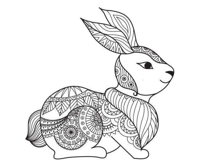Coloriages de mandala lapin - Zentangle lapin
