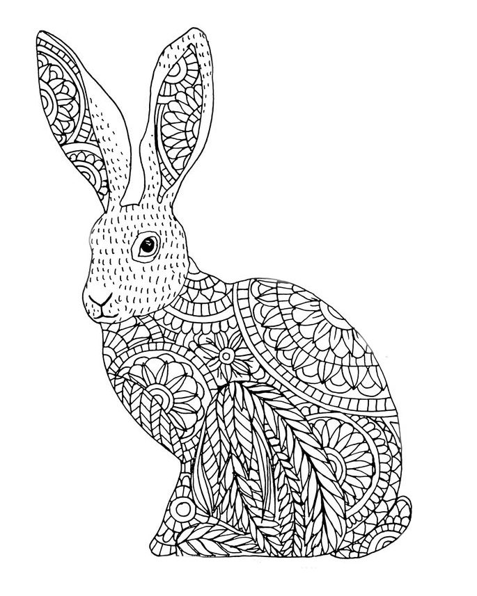 Coloriages de mandala lapin - Zentangle lapin