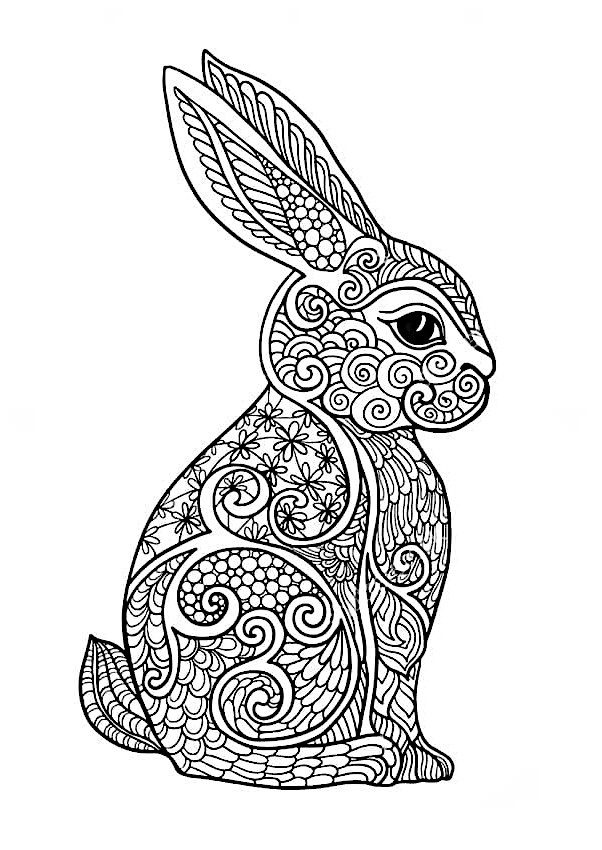 Coloriages de mandala lapin - Zentangle lapin