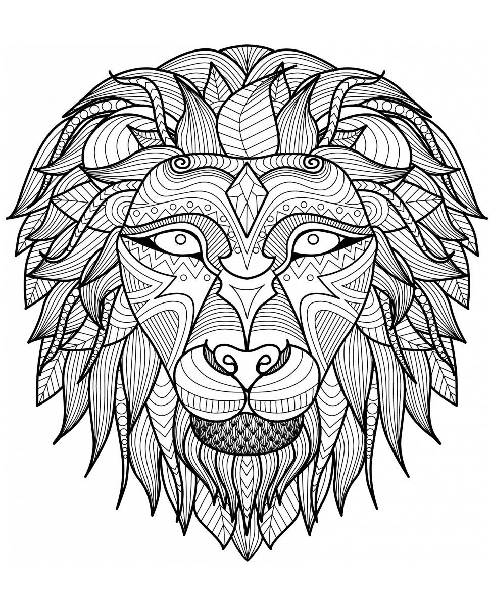 Mandala Tête de lion un Coloriage Haute Définition Dessin Animaux Gratuit à imprimer sur iColorify