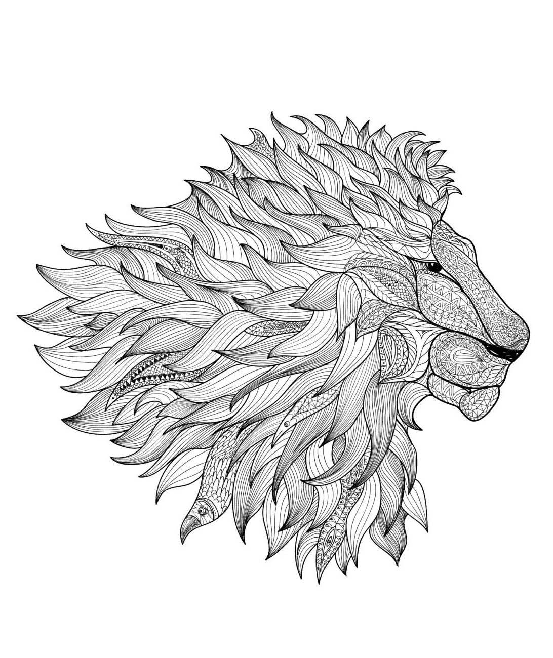 Mandala Tête de lion un Coloriage Haute Définition Dessin Animaux Gratuit à imprimer sur iColorify