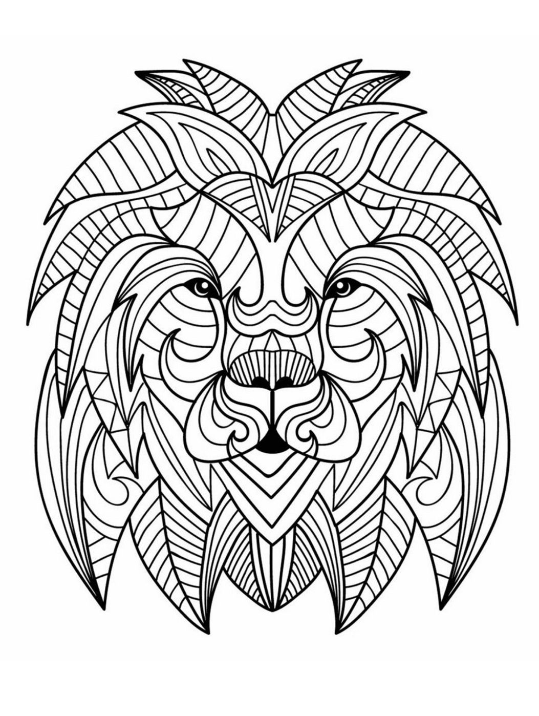 Mandala Tête de lion un Coloriage Haute Définition Dessin Animaux Gratuit à imprimer sur iColorify