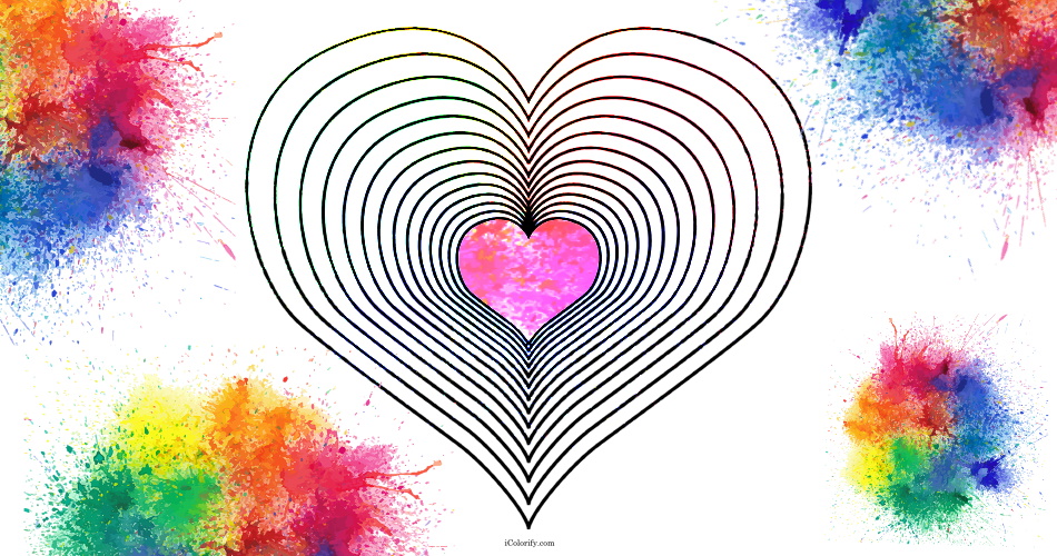 Coloriage Mandala Coeur Concentrique, un Dessin de Haute Définition, Pattern Gratuit sur coloriage-dessin-mandala.com