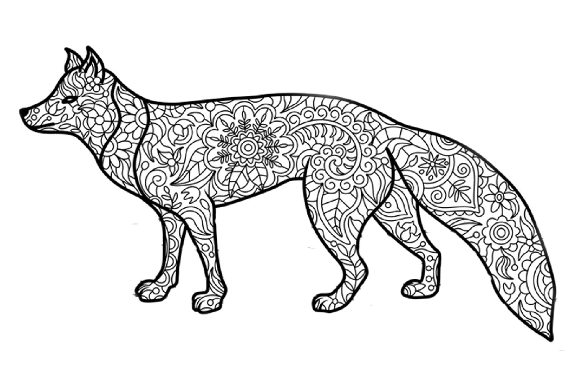 Coloriage°5 : mandala renard zentagle difficile 1 Mandala Renard un Coloriage de HD, Dessin Tatouage d'animaux Canidés Gratuit sur iColorify