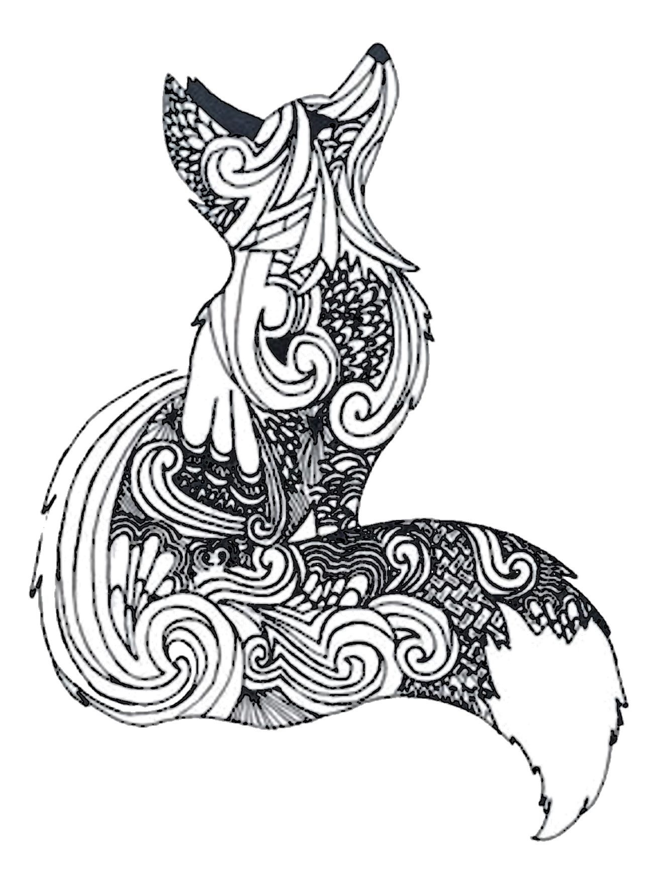 Mandala Renard un Coloriage de HD, Dessin Tatouage d'animaux Canidés Gratuit sur iColorify