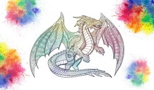 Coloriage Dragon, un dessin anti-stress gratuit à imprimer, Mandala Dragon sur iColorify.com