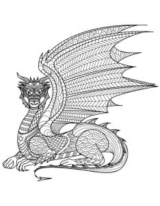 Coloriage Dragon, un dessin anti-stress gratuit à imprimer, Mandala Dragon sur Coloriage-Dessin-Mandala.com