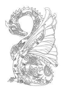 Mandala dragon zentangle #5 Coloriage Dragon, un dessin anti-stress gratuit à imprimer, Mandala Dragon sur Coloriage-Dessin-Mandala.com/