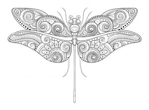 Coloriage Libellule, Mandala Libellule, un dessin anti-stress, un tatouage haute définition, un Coloriage insecte gratuit à imprimer sur iColorify.com