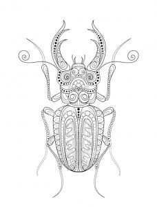 Coloriage Scarabée style Zentangle Coloriage Scarabée Mandala Scarabée style Zentangle Gratuit, tatouage insecte, dessin anti-stress à imprimer sur iColorify.com
