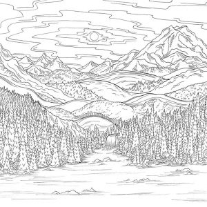 Coloriage Paysage Nature #4 Coloriage Paysage Nature, un coloriage nature, des paysages et dessin nature à colorier et à imprimer gratuit sur Coloriage-dessin-Mandala.com