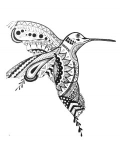Joli coloriage Colibri, un mandala colibri dessin syle Zentangle de oiseau gratuit à imprimer et colorier
