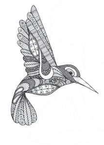 #7 Mandala Colibri Zentangle Joli coloriage Colibri, un mandala colibri dessin syle Zentangle de oiseau gratuit à imprimer et colorier