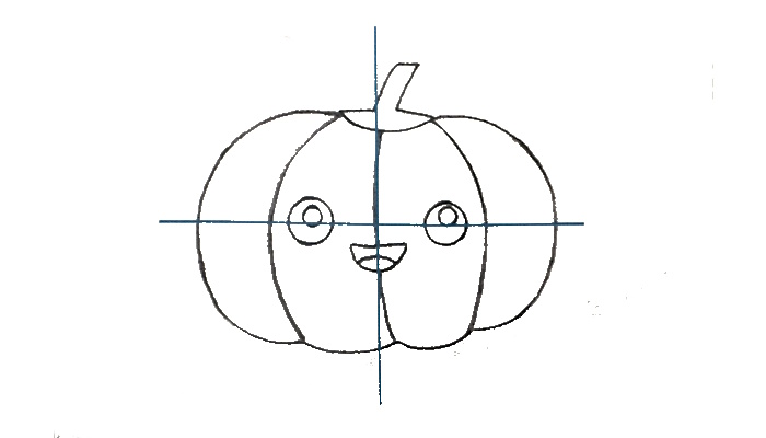 Activité Enfant : Apprendre à Dessiner une Citrouille Kawaii 4 Tutorial Dessin Kawii Citrouille simple sur iColorify.com