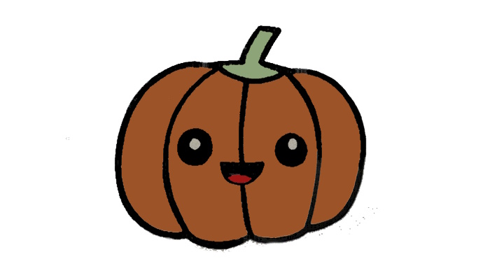 Activité Enfant : Apprendre à Dessiner une Citrouille Kawaii 6 Dessin Kawii Cetrouille simple sur iColorify.com